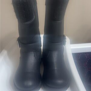 Classic Black Buckle Mid-Calf Boots